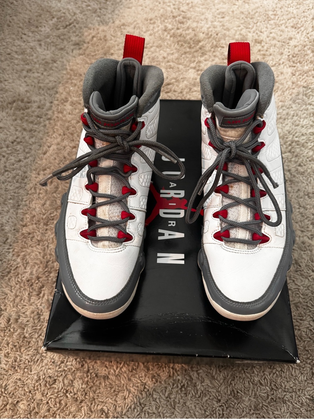 Jordan White Gray Red High-Top Basketball Sneakers
